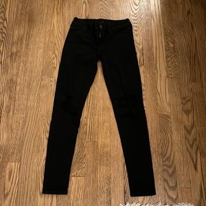 Ripped jeans/jeggings, American Eagle, size 0, black